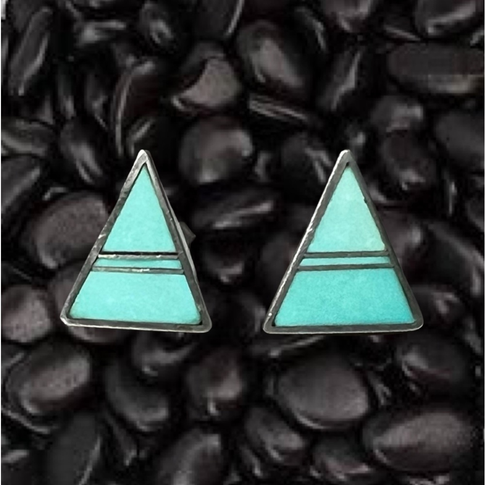 Ray Tracey Knifewing Segura Turquoise Sterling Earrings